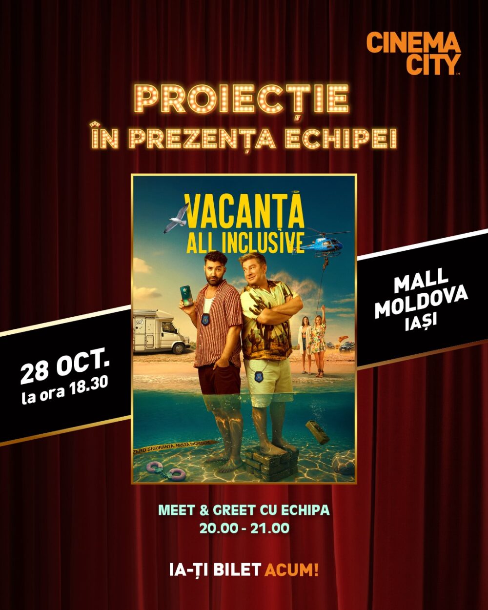 Caravana „Vacanță All Inclusive” pornește la Iași: două proiecții speciale pe 28 octombrie