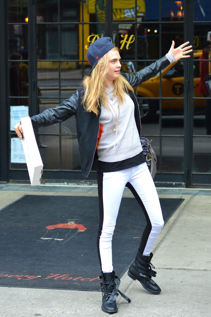 Cara Delevingne is seen leaving her downtown Manhattan hotel. Featuring: Cara Delevingne Where: New York, New York, United States When: 23 Apr 2013 Credit: WENN.com